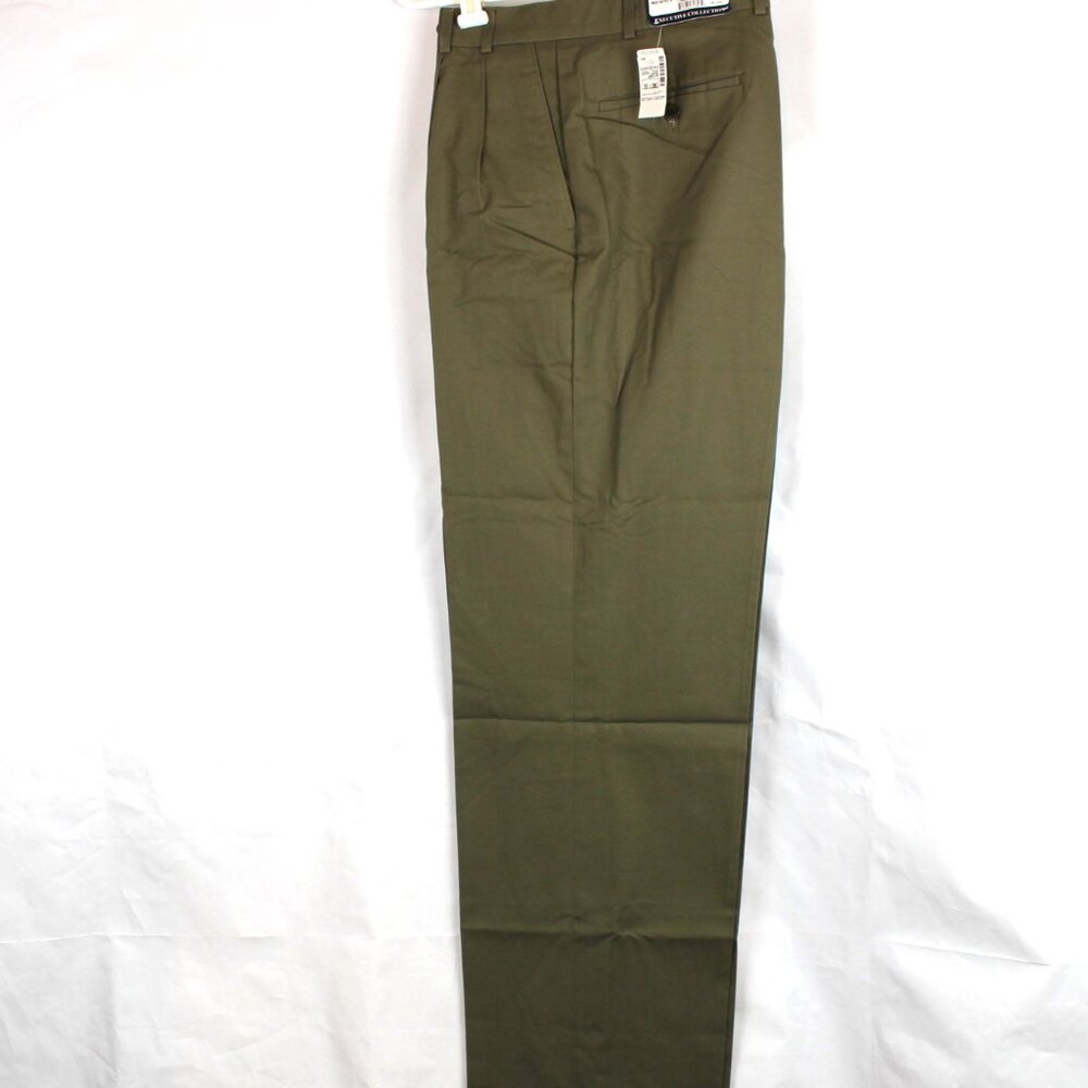 Jos A Bank Men's Executive Collection Cotton Pants Size 36 Unhemmed Green New